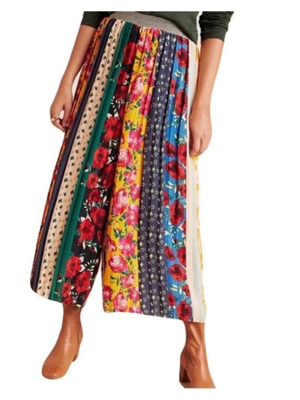 Anthropologie Multicolor Floral Patchwork Maxi Skirt